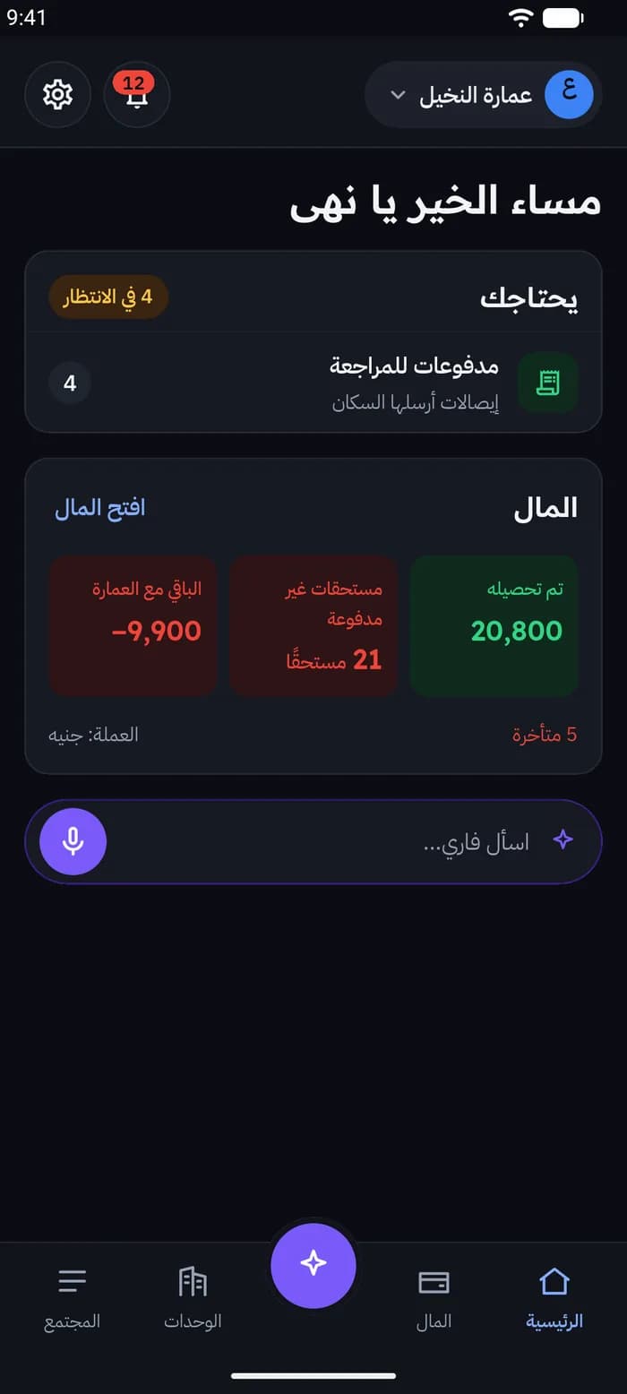 اللوحة الرئيسية