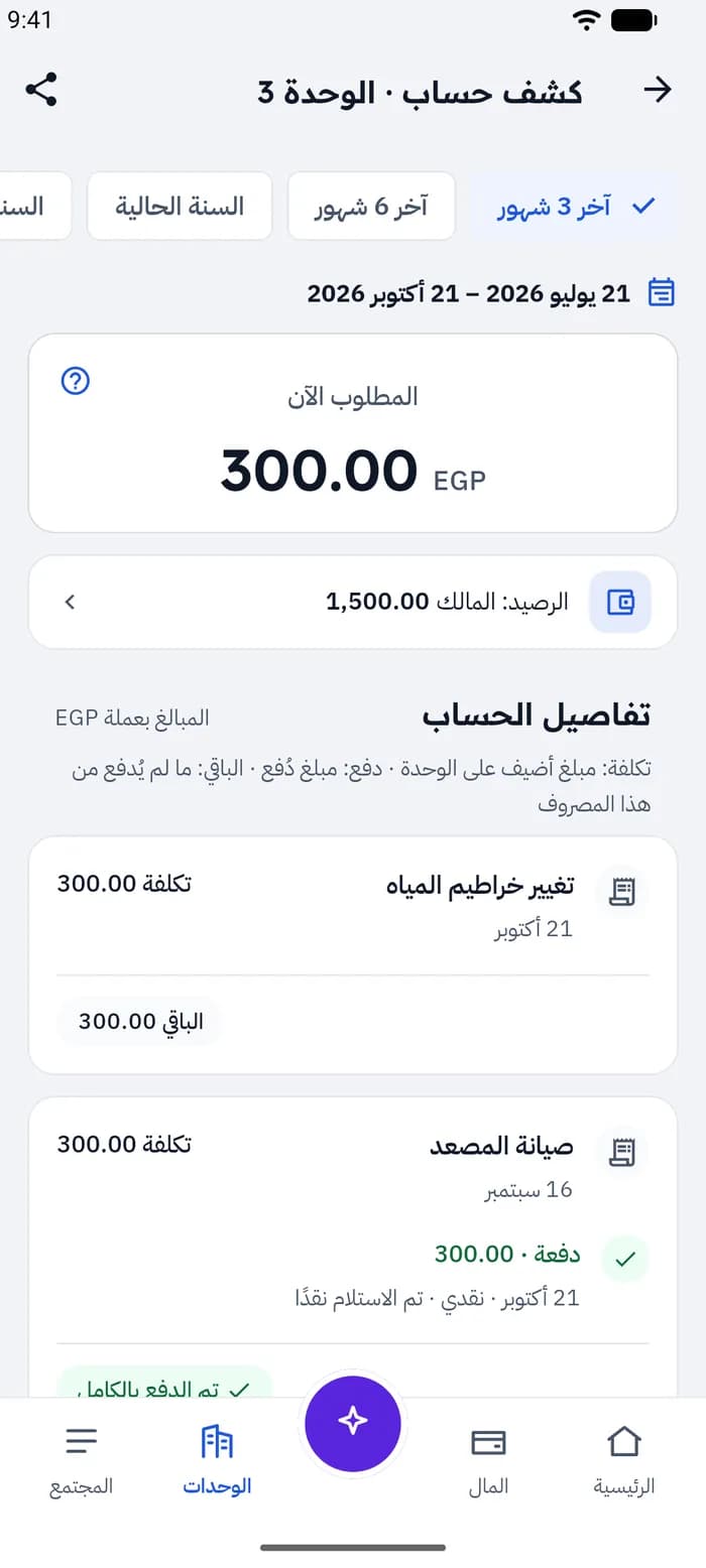كشوف الحساب والمشاركة